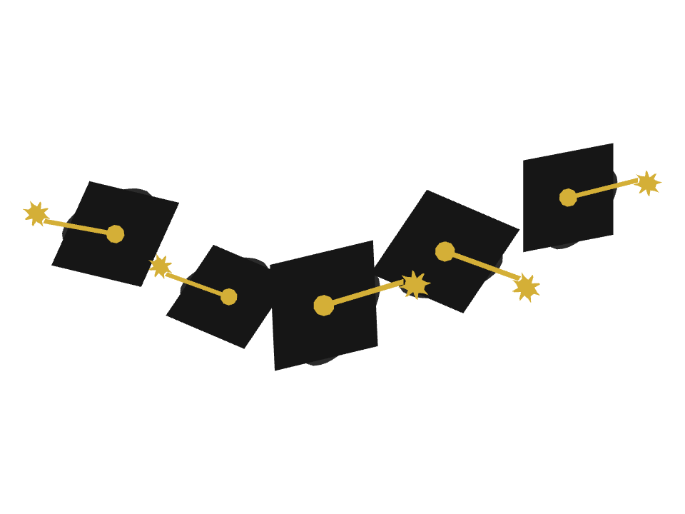 Graduation Cap drawn along a curved stroke