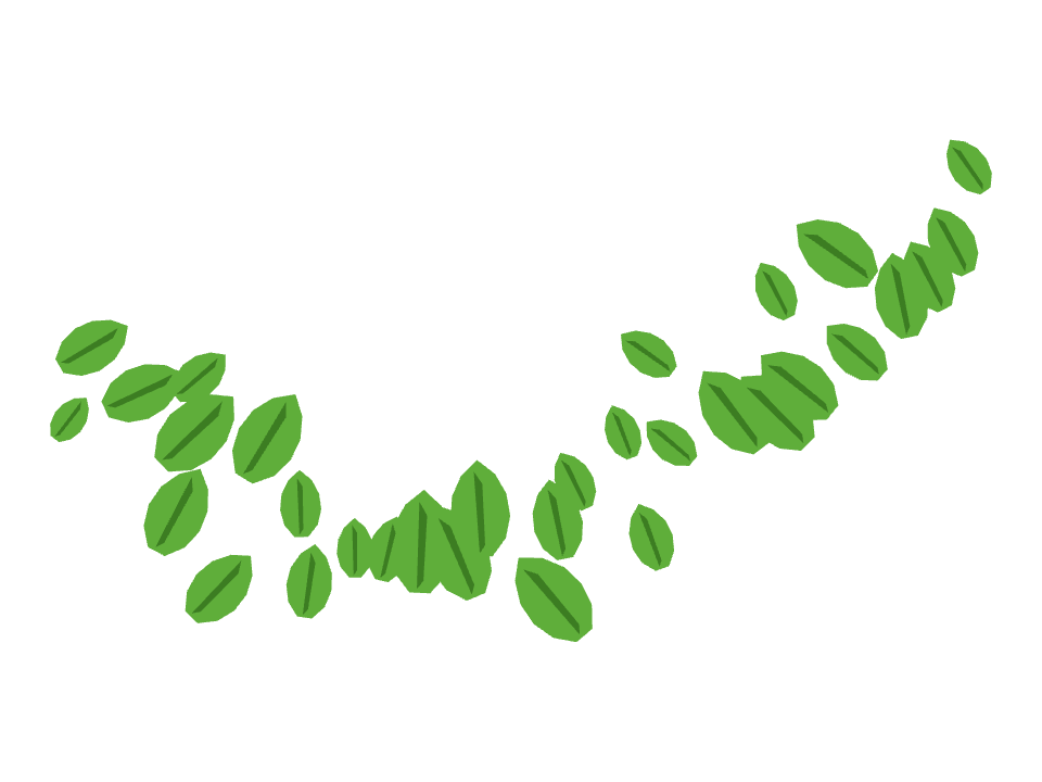 Green leaf drawn along a curved stroke