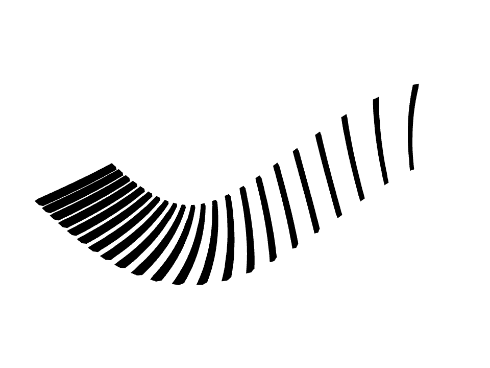Hatch ramp drawn along a curved stroke
