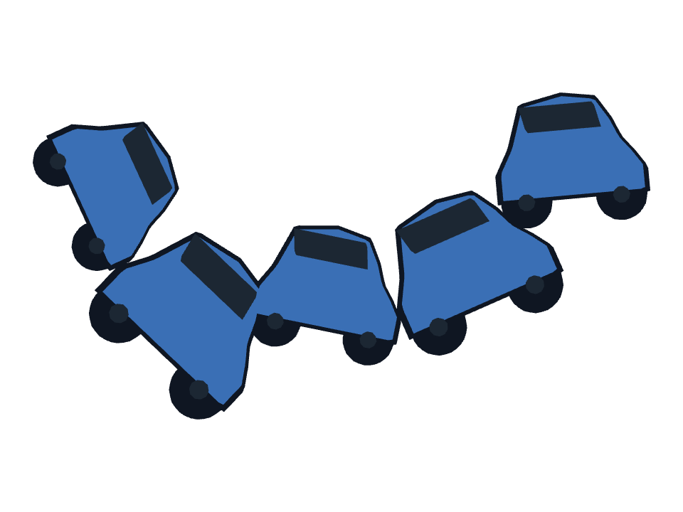 Hatchback drawn along a curved stroke