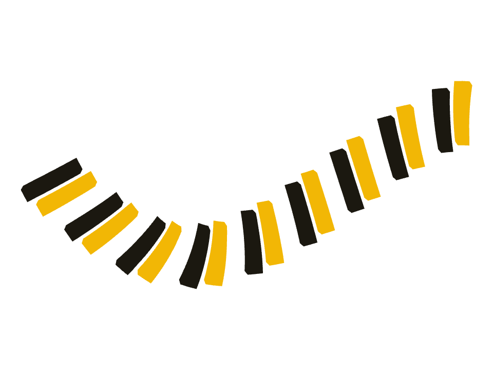 Hazard stripe drawn along one curved stroke