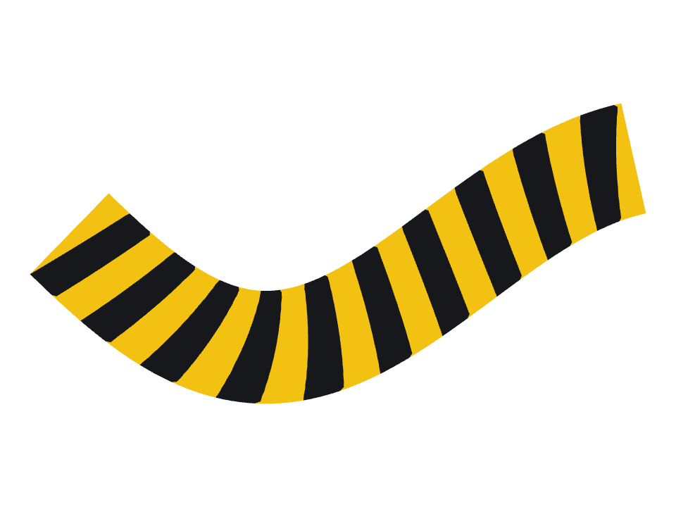 Hazard tape drawn along a curved stroke
