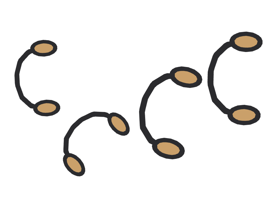 Headphones drawn along a curved stroke