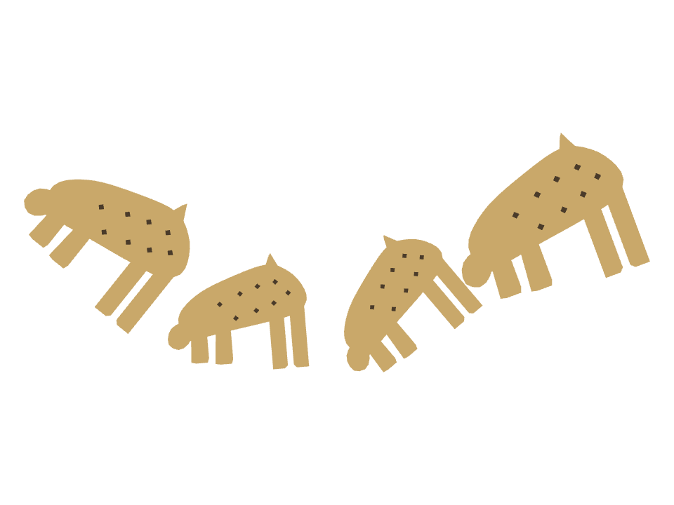 Hyena drawn along a curved stroke
