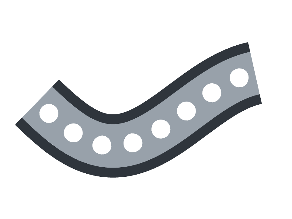I beam drawn along a curved stroke