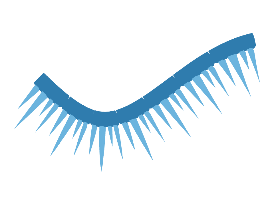 Icicles drawn along one curved stroke