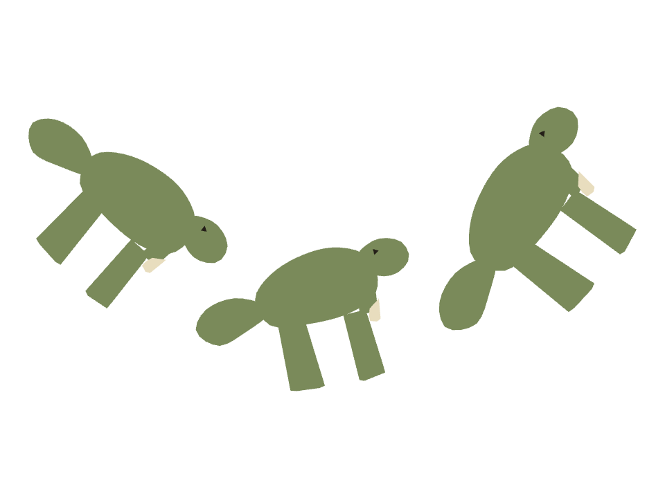 Iguanodon drawn along a curved stroke