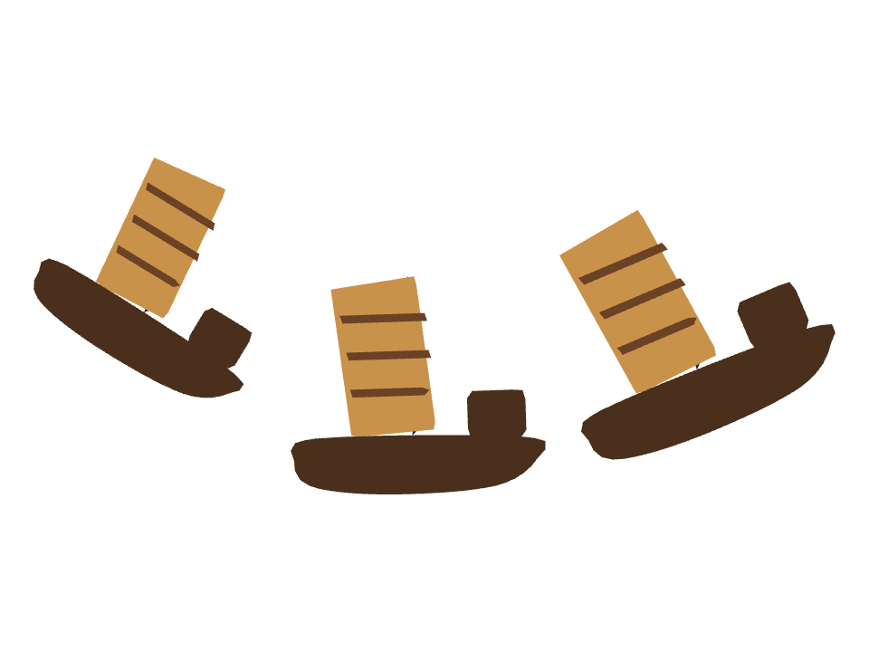 Junk Ship drawn along a curved stroke