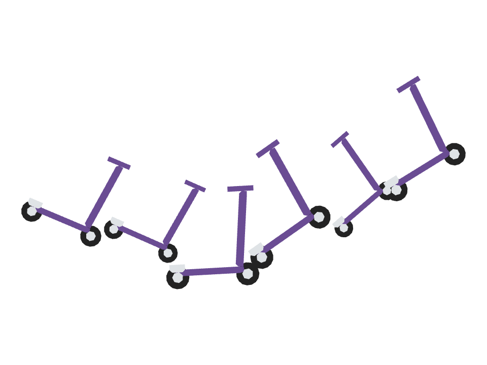 Kick Scooter drawn along a curved stroke