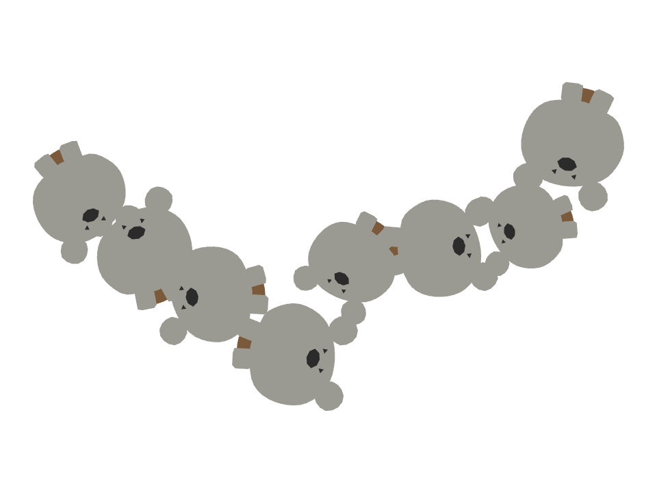 Koala drawn along a curved stroke
