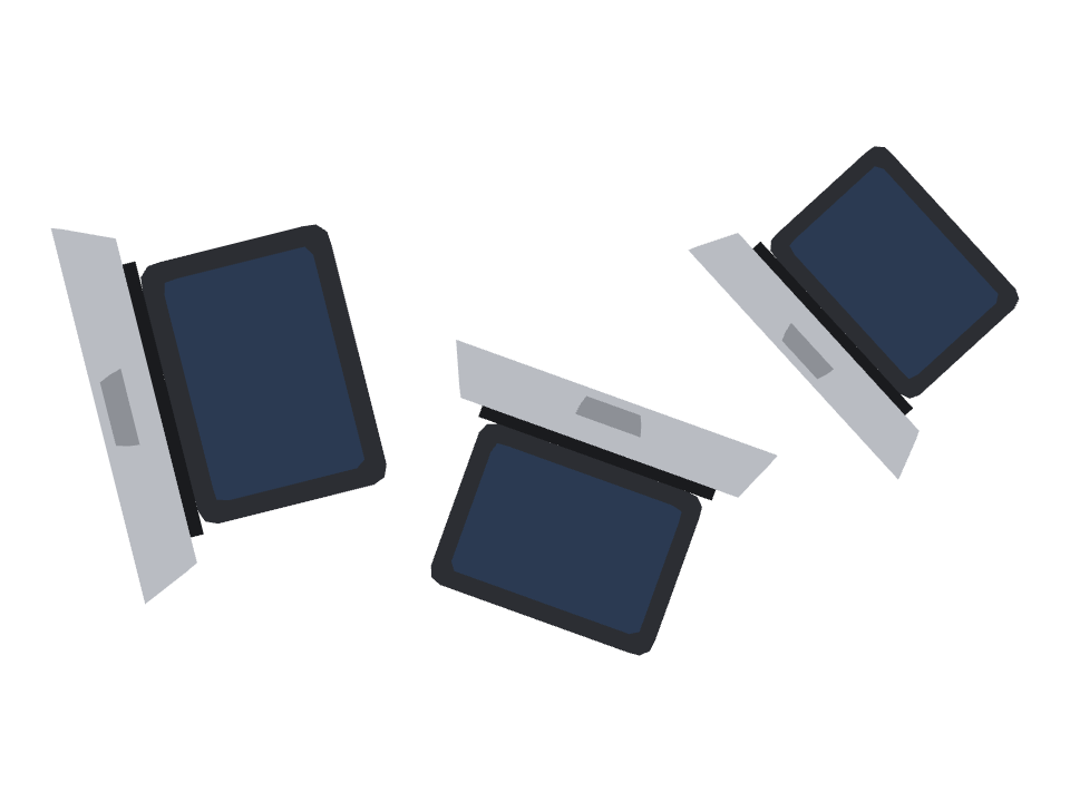 Laptop drawn along a curved stroke