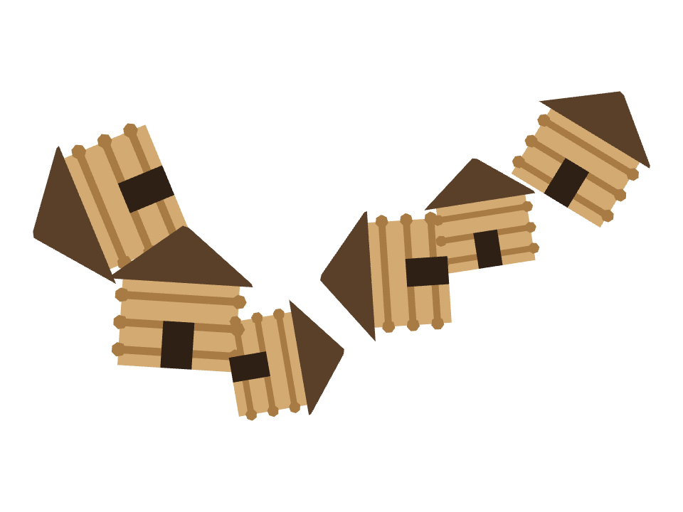 Log Cabin drawn along a curved stroke