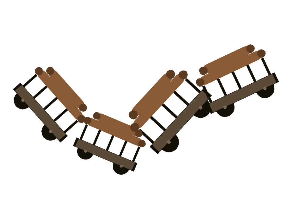 Log Car drawn along a curved stroke