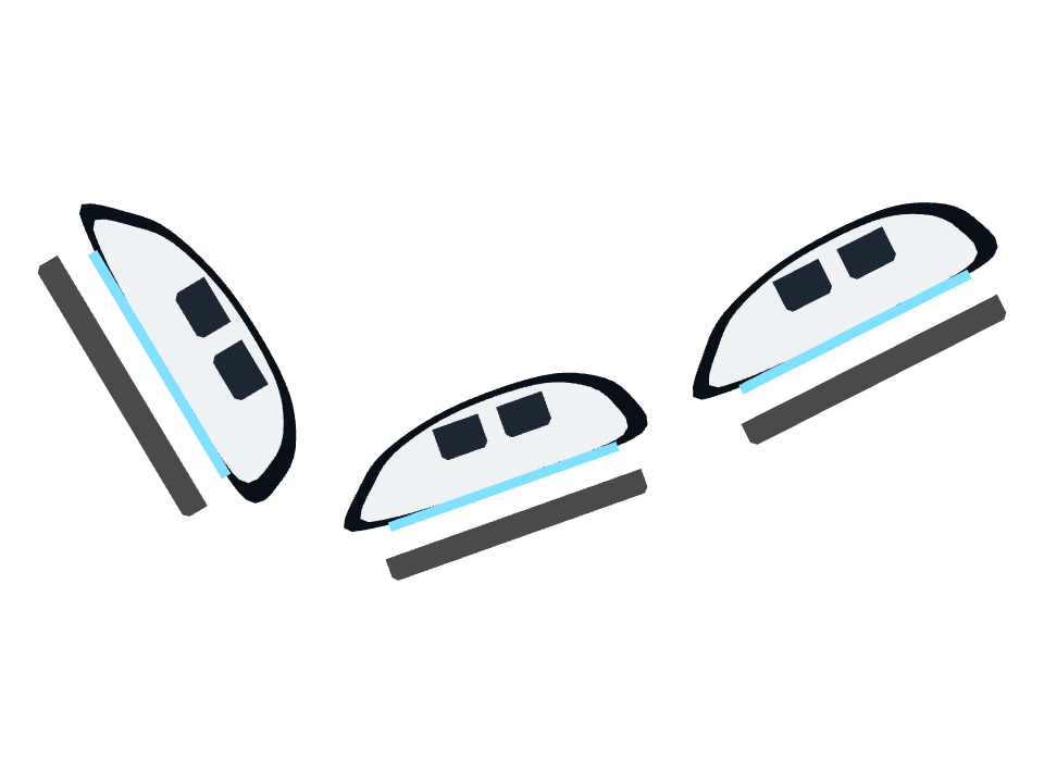 Maglev Train drawn along a curved stroke