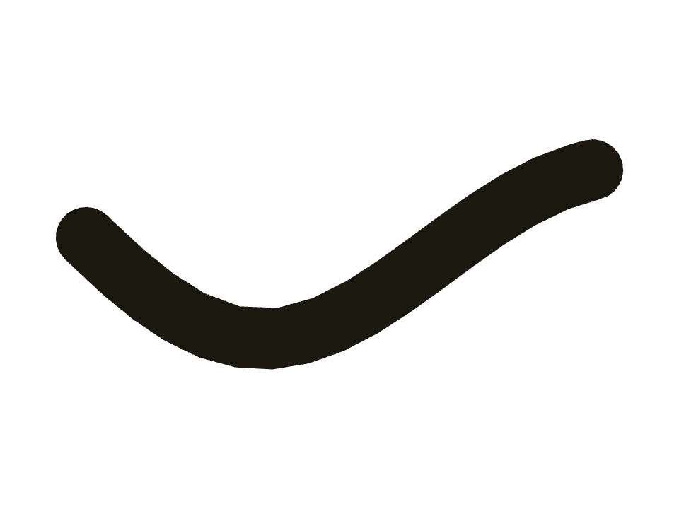Marker drawn along one curved stroke