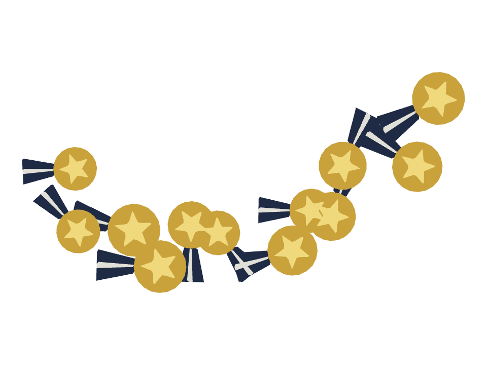 Medal drawn along one curved stroke