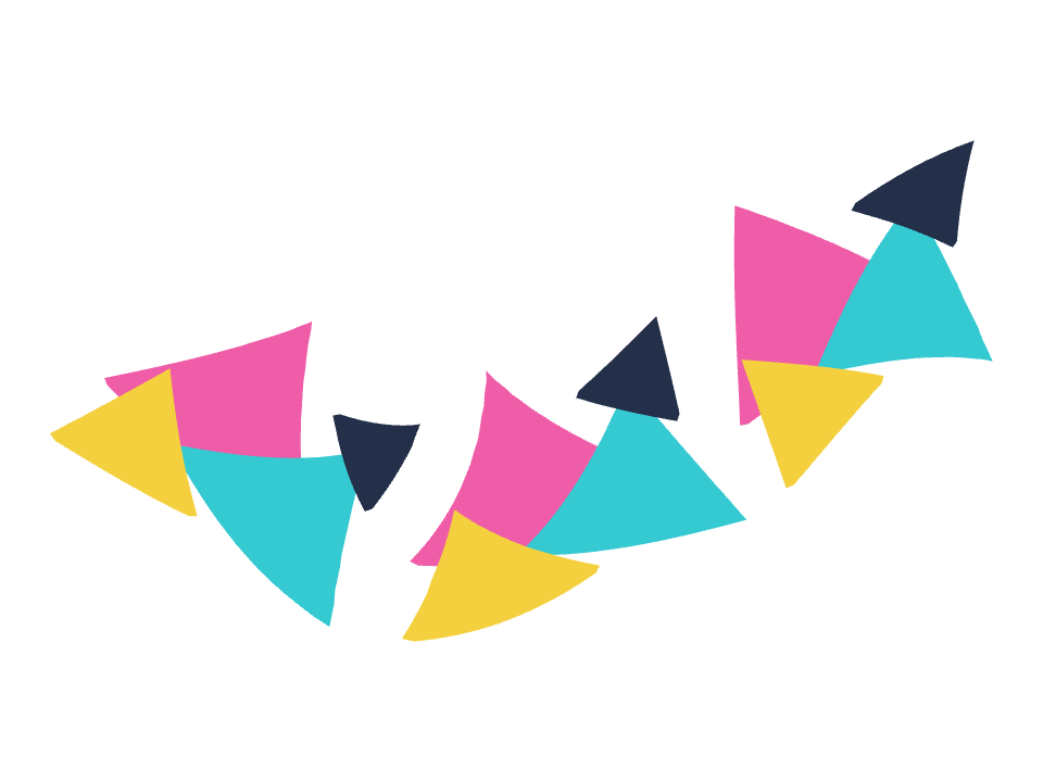 Memphis Triangle Cluster drawn along a curved stroke