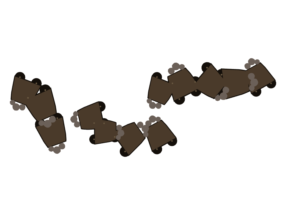 Mine Cart drawn along a curved stroke