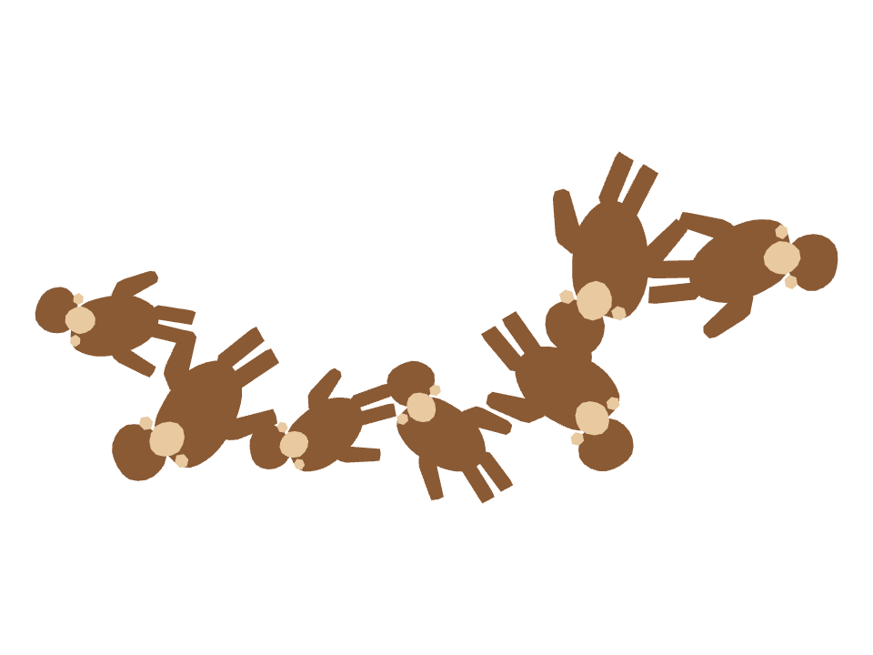 Monkey drawn along a curved stroke