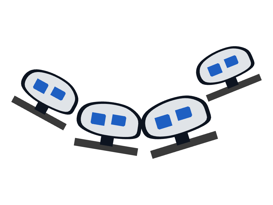 Monorail drawn along a curved stroke