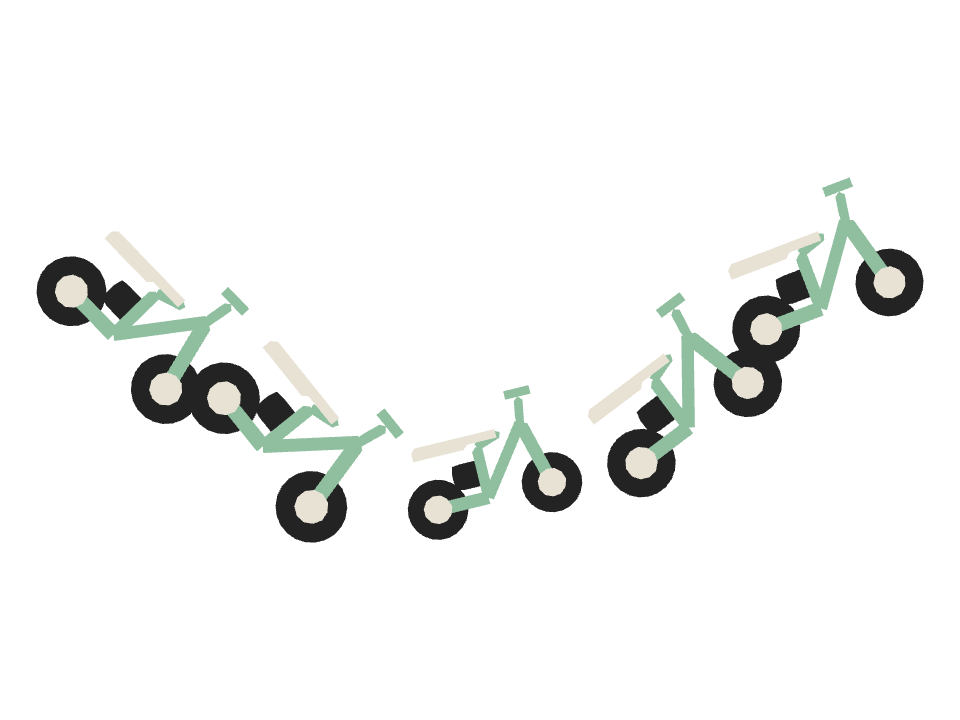 Moped drawn along a curved stroke