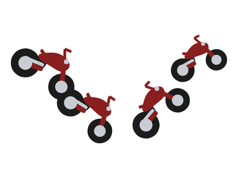 Motorcycle drawn along a curved stroke