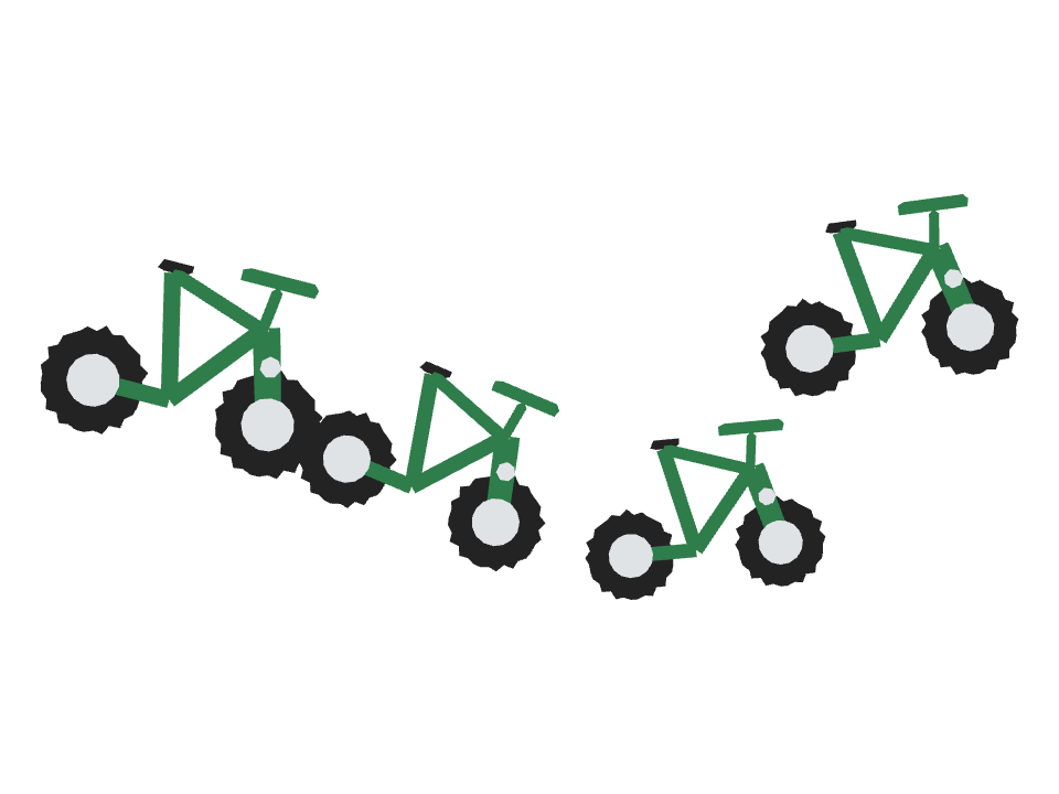 Mountain Bike drawn along a curved stroke