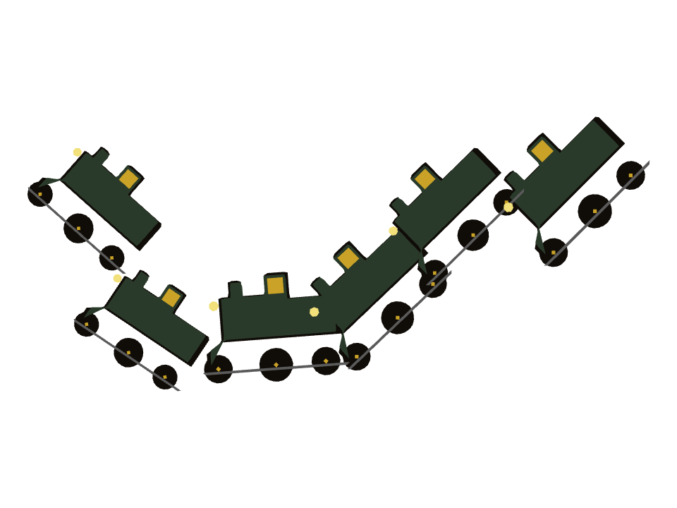 Narrow Gauge Train drawn along a curved stroke