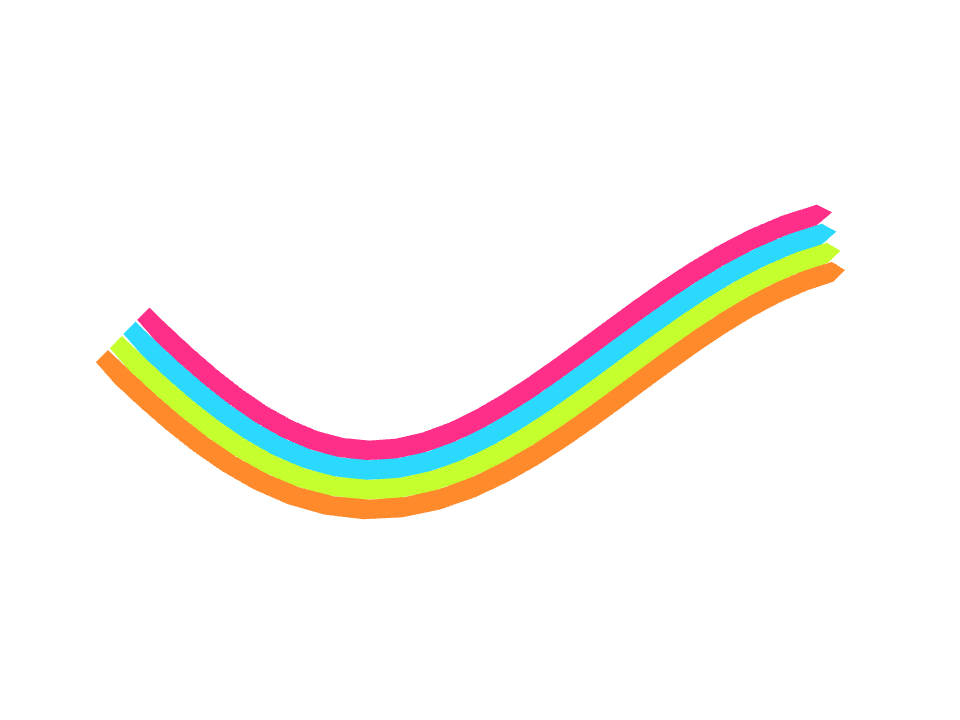 Neon tape drawn along a curved stroke