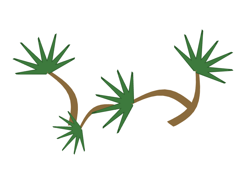 Palm Tree drawn along a curved stroke
