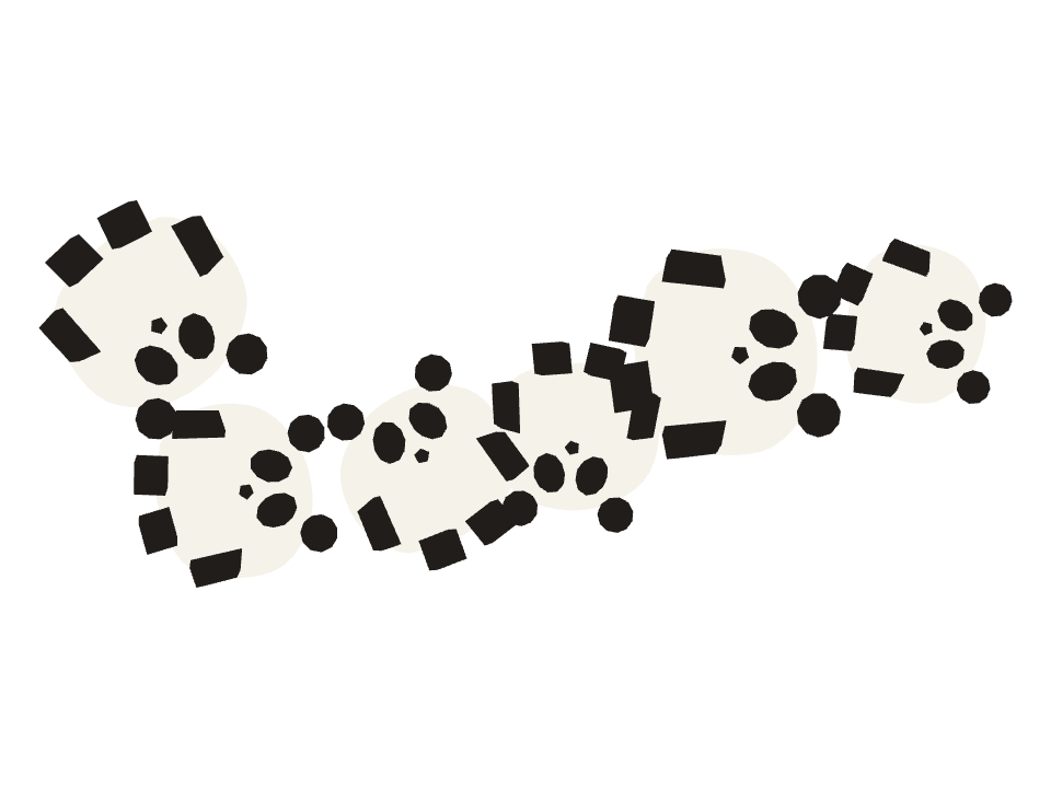 Panda drawn along a curved stroke