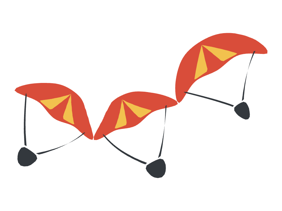 Parachute drawn along a curved stroke