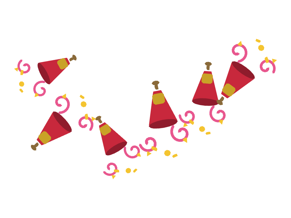 Party Popper drawn along one curved stroke