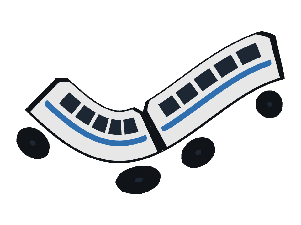 Passenger Car drawn along a curved stroke