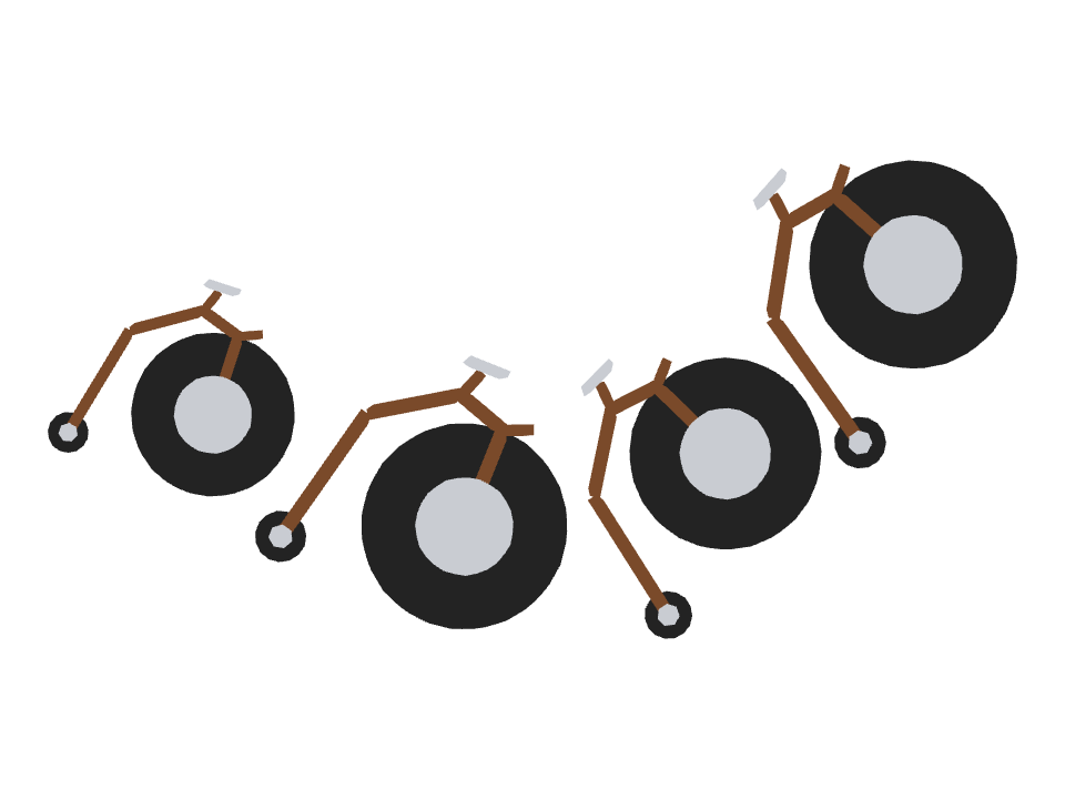 Penny Farthing drawn along a curved stroke