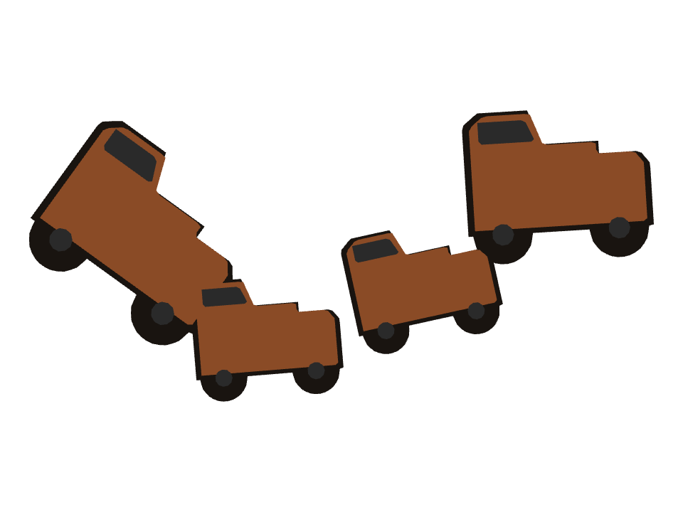 Pickup Truck drawn along a curved stroke