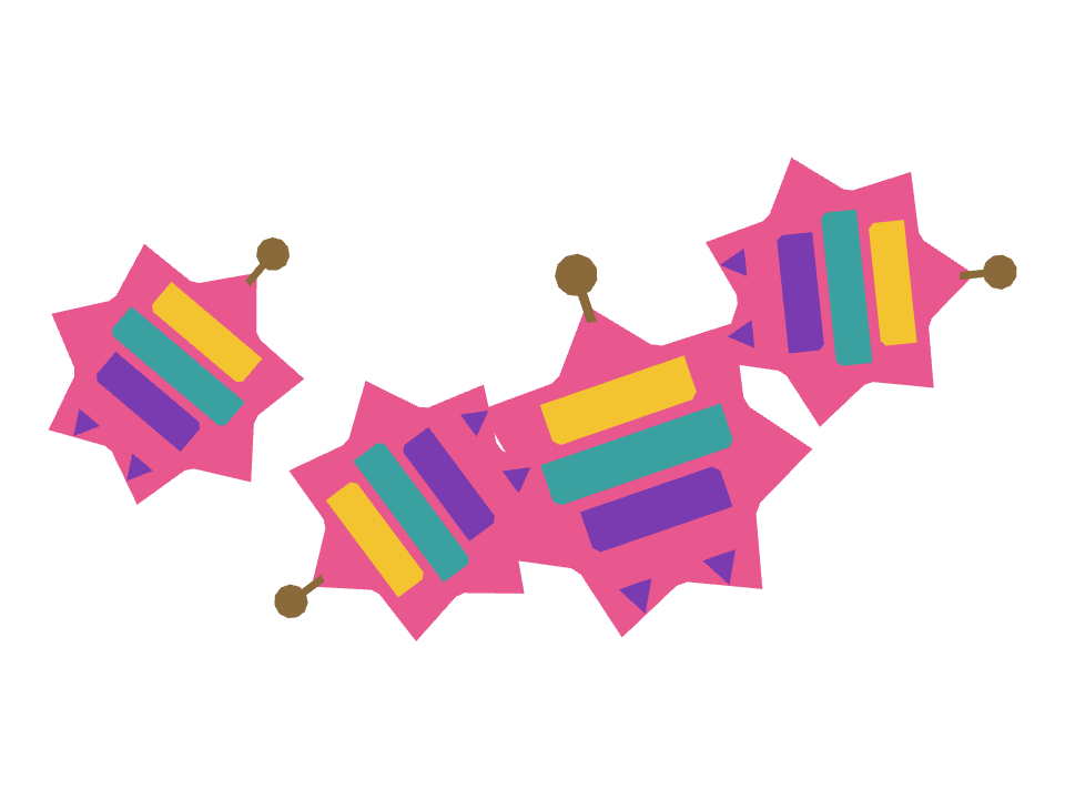 Pinata drawn along a curved stroke