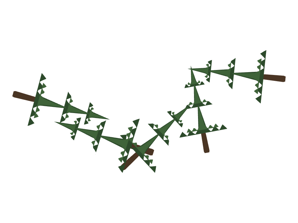 Pine Tree drawn along a curved stroke