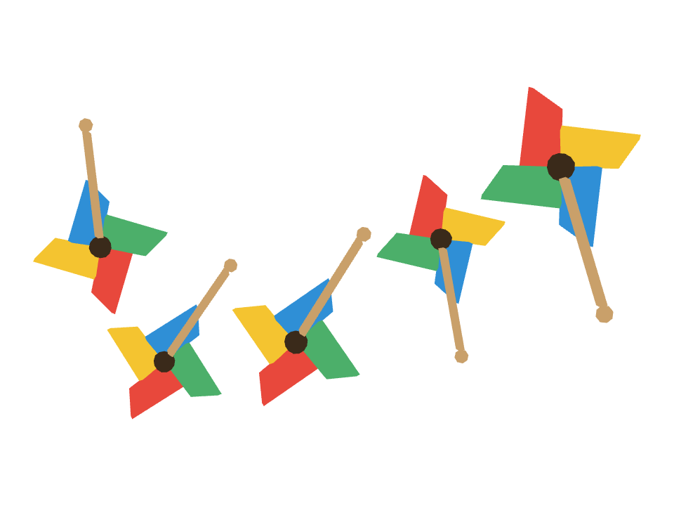 Pinwheel drawn along one curved stroke