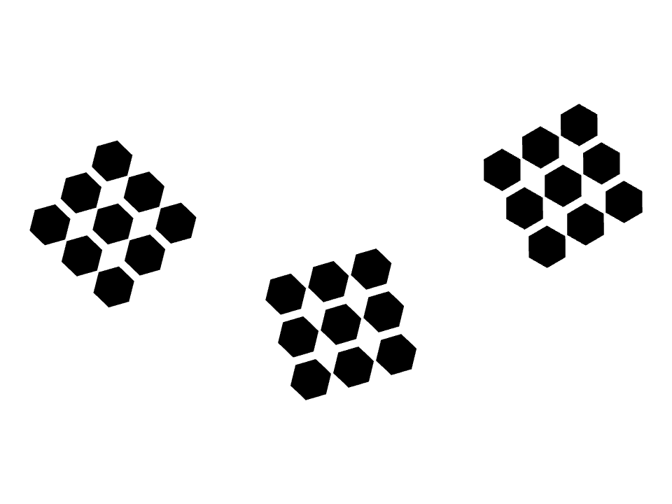 Pip cluster drawn along a curved stroke