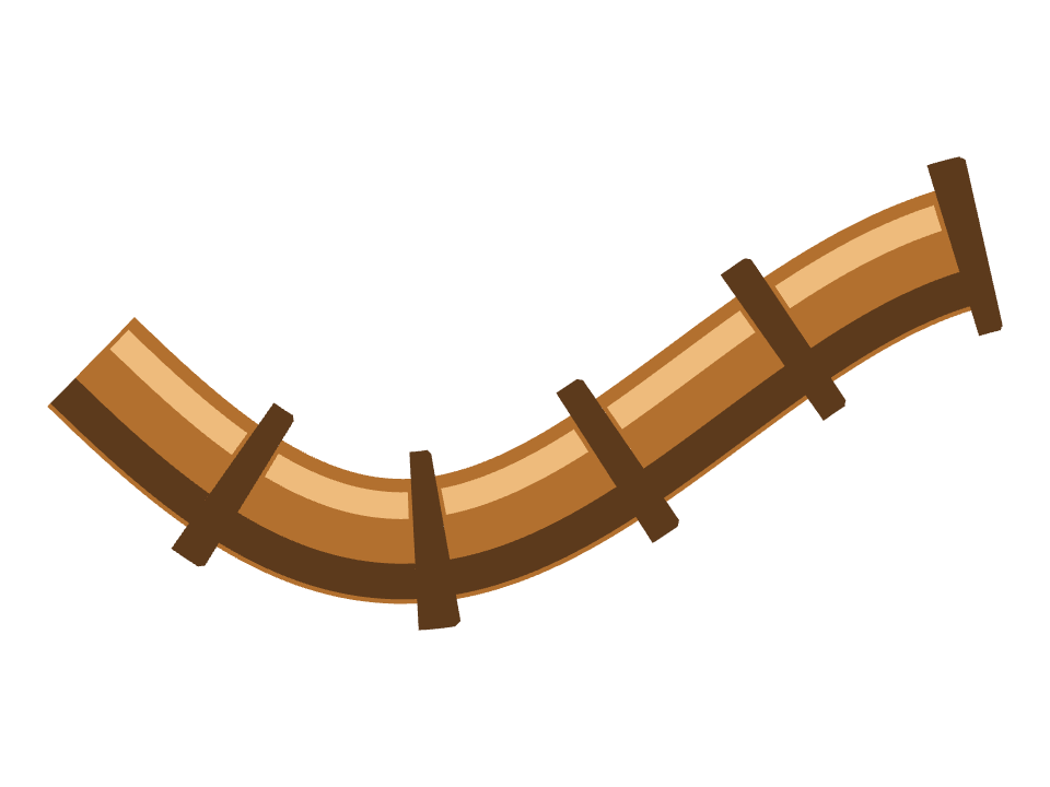 Pipe run drawn along a curved stroke