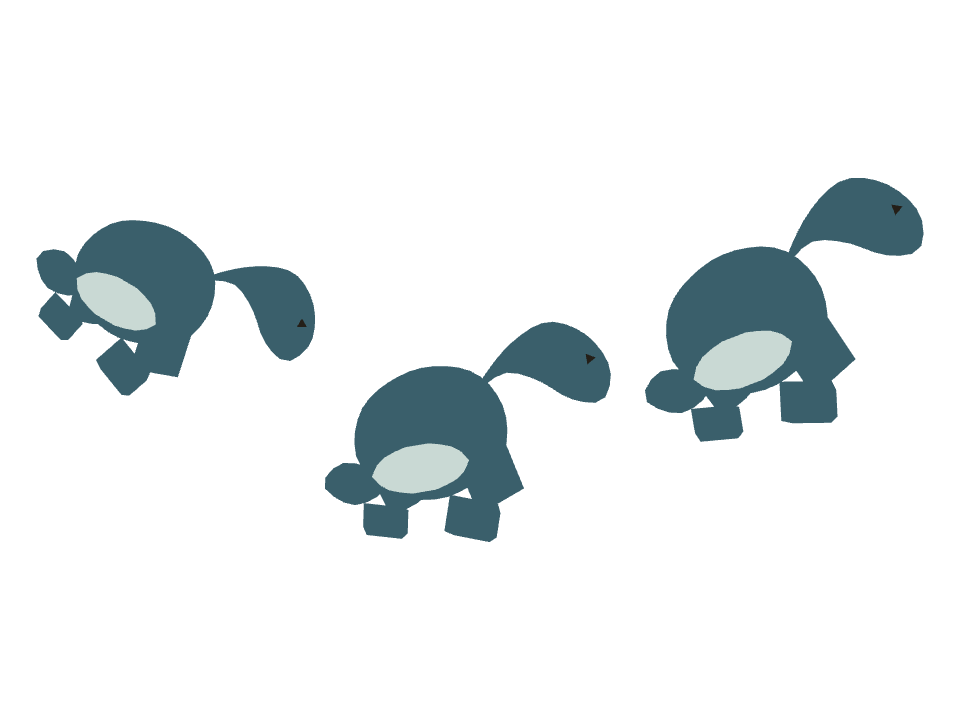 Plesiosaurus drawn along a curved stroke