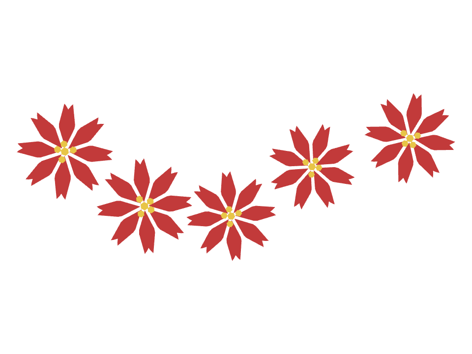 Poinsettia drawn along one curved stroke