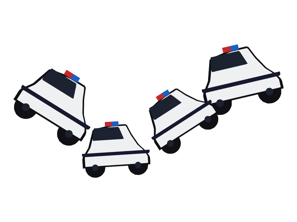 Police Car drawn along a curved stroke