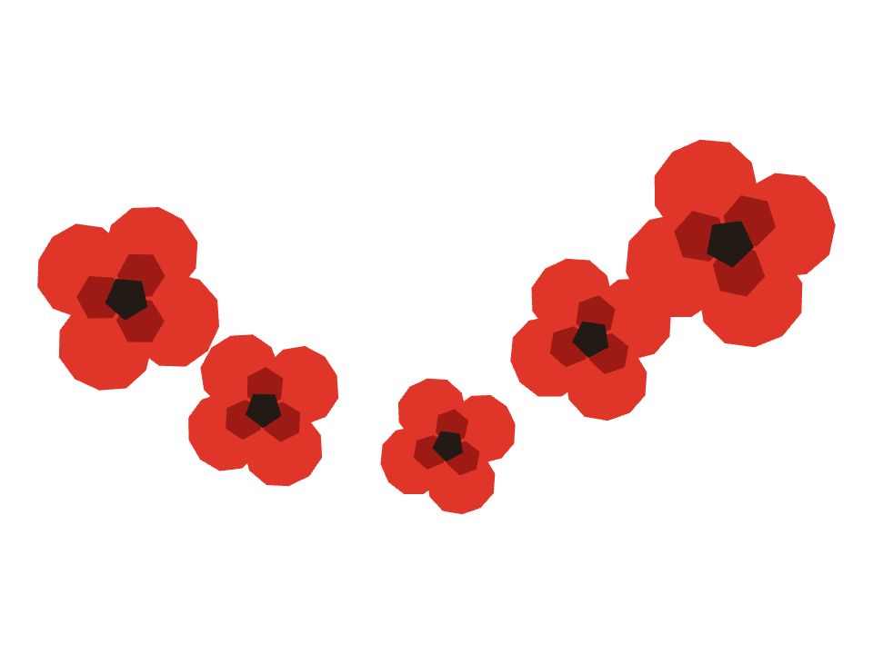 Poppy toss drawn along a curved stroke