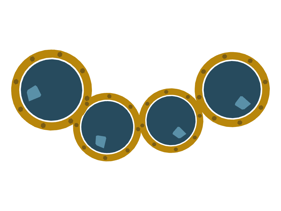 Porthole drawn along a curved stroke
