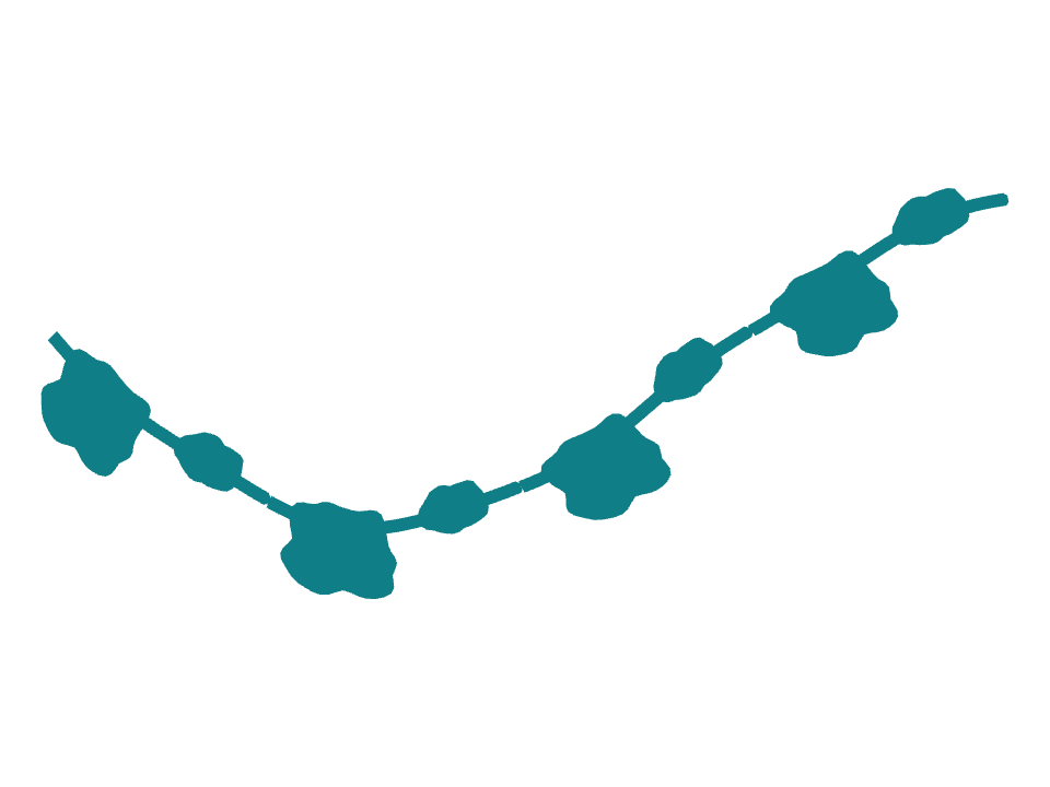 Puddle run drawn along one curved stroke