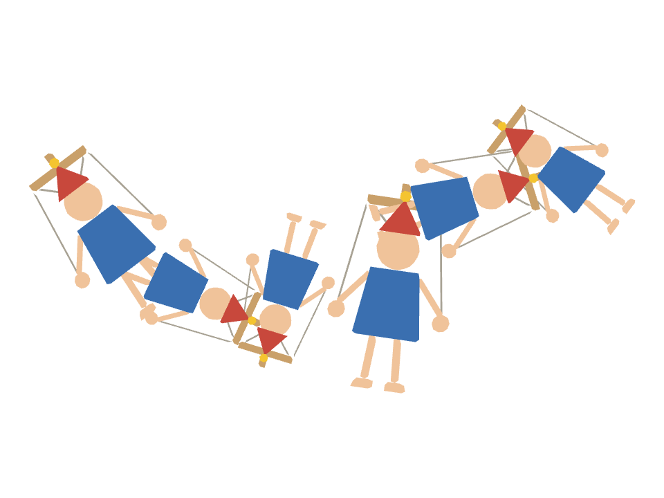 Puppet drawn along one curved stroke