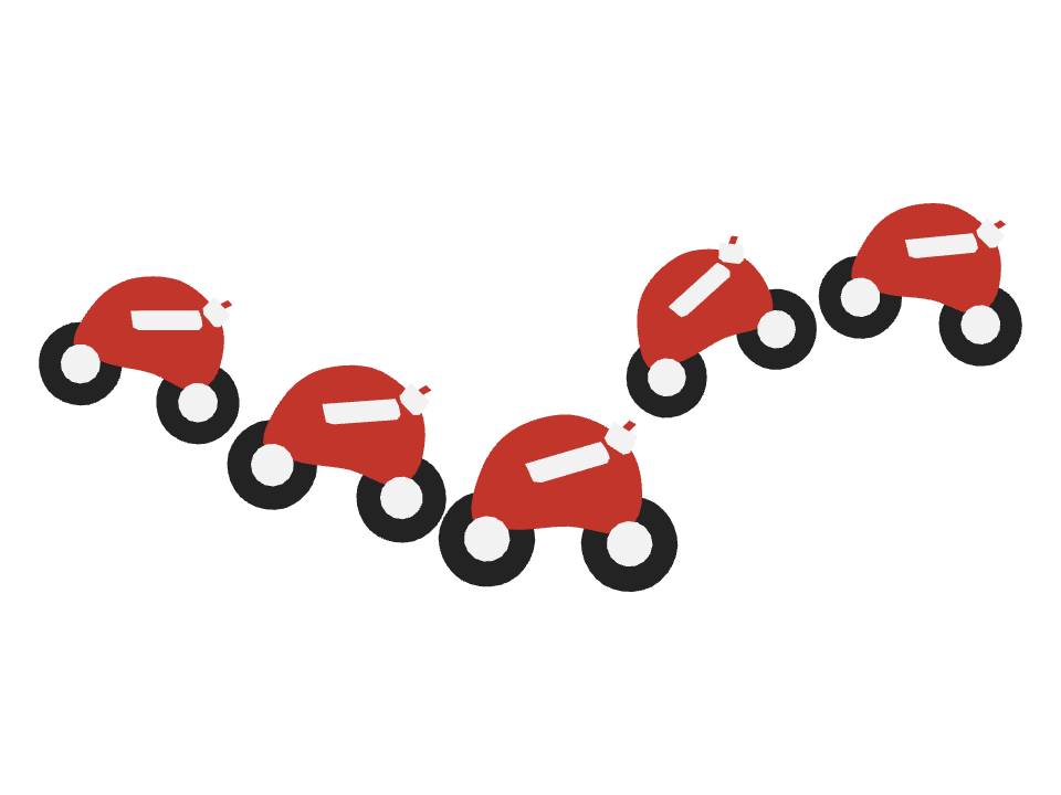 Racing Motorcycle drawn along a curved stroke