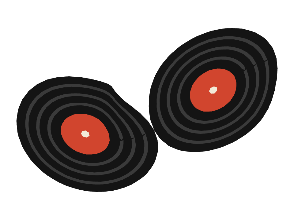 Record Vinyl drawn along a curved stroke